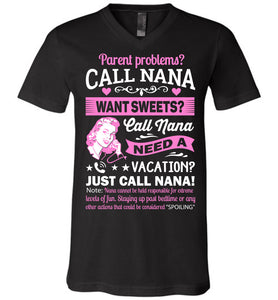 Just Call Nana Tee Shirts | Funny Nana Shirts | Funny Nana Gifts black v-neck