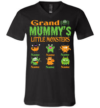 Load image into Gallery viewer, Grand Mummy's Little Monsters Grandma Halloween Shirt unisex v-neck