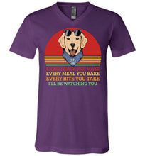 Load image into Gallery viewer, I'll Be Watching You Funny Dog T Shirt v-neck  purple