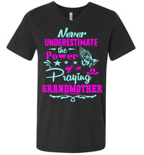 Load image into Gallery viewer, Never Underestimate The Power Of A Praying Grandmother T-Shirt dark gray v-neck