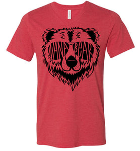 Nana Bear Shirt v-neck  heather red