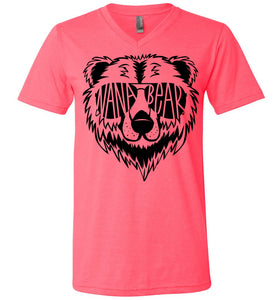 Nana Bear Shirt v-neck  neon pink