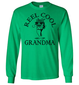 Reel Cool Grandma Long Sleeve Fishing Grandma T Shirt green
