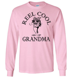 Reel Cool Grandma Long Sleeve Fishing Grandma T Shirt pink