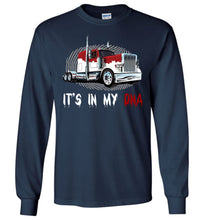 Load image into Gallery viewer, It's In My DNA Long Sleeve Trucker T-Shirt navy