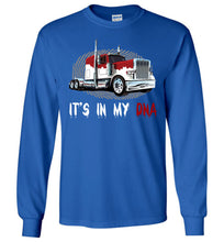 Load image into Gallery viewer, It's In My DNA Long Sleeve Trucker T-Shirt royal