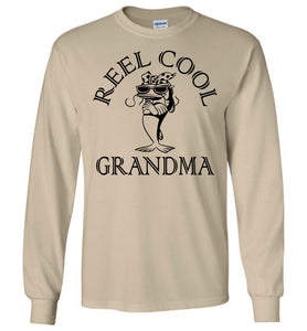 Reel Cool Grandma Long Sleeve Fishing Grandma T Shirt sand
