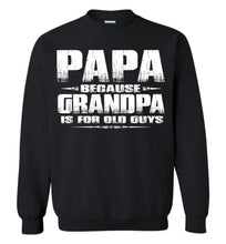 Load image into Gallery viewer, Papa Because Grandpa Is For Old Guys Funny Papa Sweatshirt Hoodie S black
