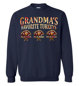 Grandma's Favorite Turkeys Funny Grandma Sweatshirt navy