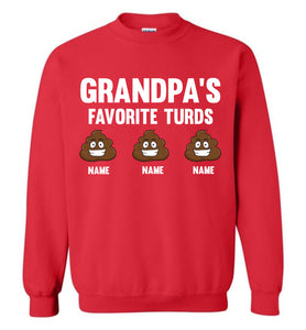 Grandpa's Favorite Turds Funny Grandpa Sweatshirt red