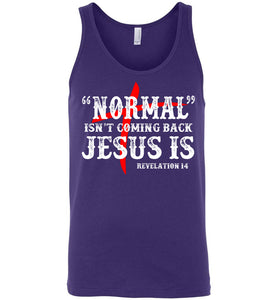 Normal Isn't Coming Back Jesus Is Christian Quote Tank Men's Black purple