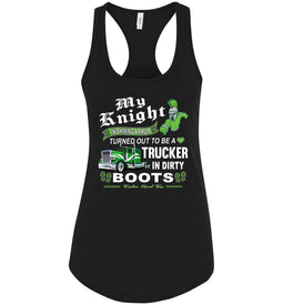My Knight And Shining Armor Trucker's Wife Or Girlfriend Tank Top racerback black