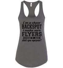Load image into Gallery viewer, I'm A Cheer Backspot Funny Cheer Backspot Tank Top Ladies Racerback Tank dark gray
