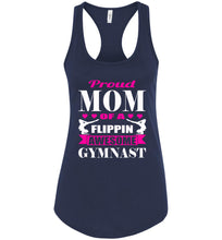 Load image into Gallery viewer, Proud Mom Flippin Awesome Gymnast Gymnastics Mom Tanks navy