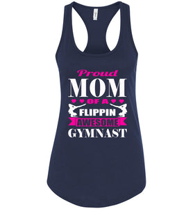 Proud Mom Flippin Awesome Gymnast Gymnastics Mom Tanks navy