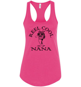 Reel Cool Nana Fishing Tank Top racerback pink