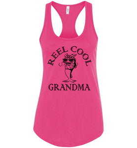 Reel Cool Grandma Fishing Tank Top raceback pink