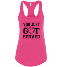 Load image into Gallery viewer, You Just Got Served Volleyball Tank Top raspberry