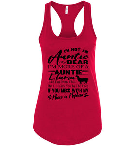 Auntie Llama Shirt | Auntie Bear Shirt | Funny Aunt Tank Tops racerback red