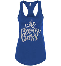 Load image into Gallery viewer, Wife Mom Boss Funny Mom Tanks racerback royal