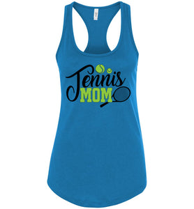 Tennis Mom Tank Top | Tennis Mom Gifts racerback neon blue