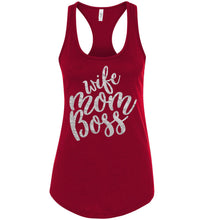 Load image into Gallery viewer, Wife Mom Boss Funny Mom Tanks racerback red