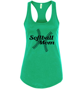 Softball Mom Tank Tops green