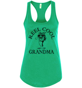 Reel Cool Grandma Fishing Tank Top raceback green