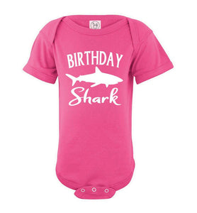 Birthday Shark Shirt onesie pink