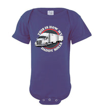 Load image into Gallery viewer, This Is How My Daddy Rolls Trucker Kid's LTL Trucker Tee  bodysuit purple