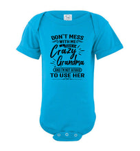 Load image into Gallery viewer, Crazy Grandma T Shirts | Funny Grandchild T-Shirts | Funny grandchildren sayings onesie turquise