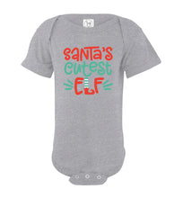 Load image into Gallery viewer, Santa's Cutest Elf Christmas onesie gray
