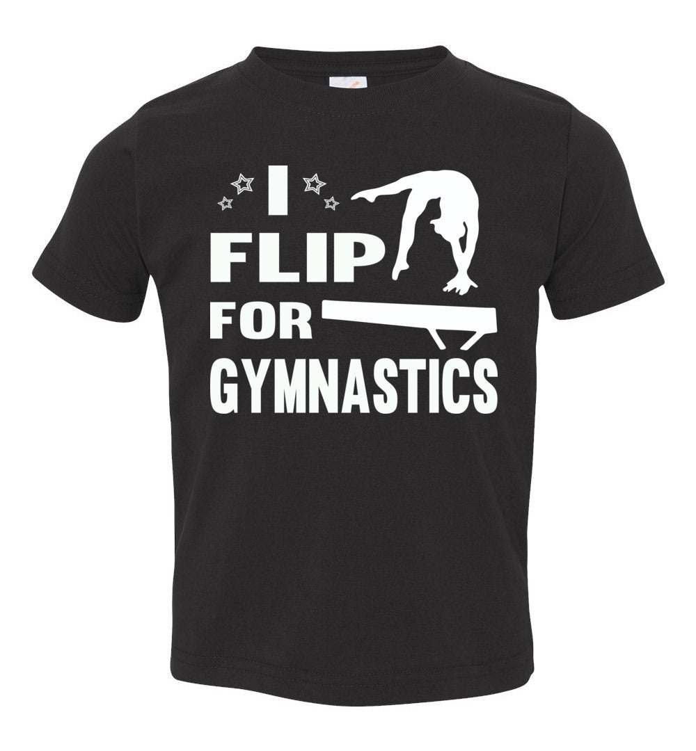 I Flip For Gymnastics T Shirts toddler black
