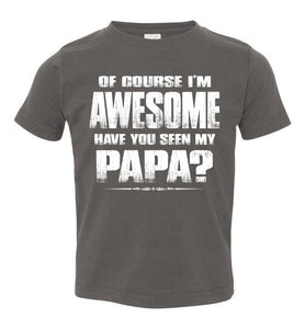Of Course I'm Awesome Have You Seen My Papa? Papa Kids T-Shirts Toddler / Youth charcoal