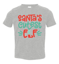 Load image into Gallery viewer, Santa's Cutest Elf Christmas Shirts toddler gray