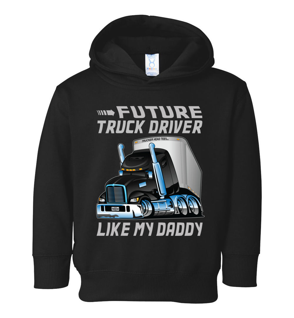 Future Truck Driver Like My Daddy Trucker Kids Hoodie black