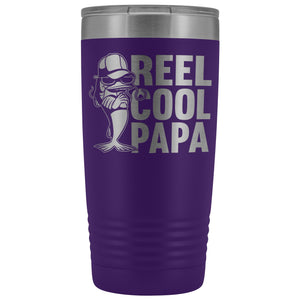 Reel Cool Papa Fishing Papa 20oz Tumbler purple