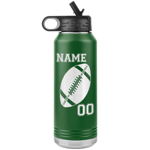 32oz. Water Bottle Tumblers Personalized Football Water Bottles green
