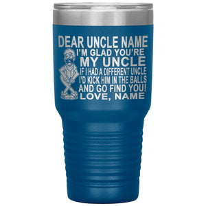 Dear Uncle I'm Glad You're My Uncle Funny Uncle Tumbler blue