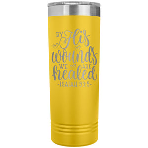 By His Wounds We Are Healed Christian Tumblers yellow