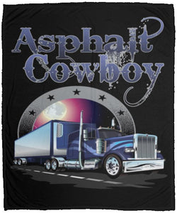 Asphalt Cowboy Trucker Fleece Throw Blanket Pete With Reefer
