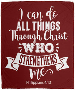 I Can Do All Things Through Christ Christian Blanket Throws maroon