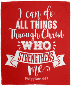 I Can Do All Things Through Christ Christian Blanket Throws red