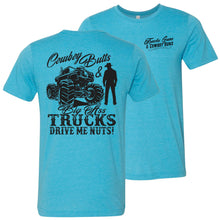 Load image into Gallery viewer, Cowboy Butts & Big Ass Trucks Cowgirl T Shirt aqua heather