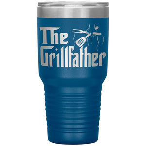 The Grillfather Funny Grill Dad Tumbler Gift blue