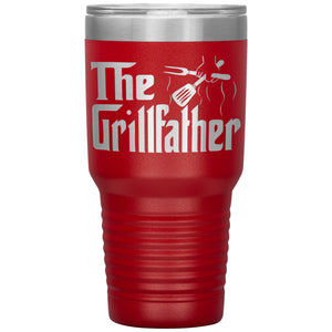 The Grillfather Funny Grill Dad Tumbler Gift red