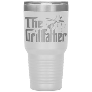 The Grillfather Funny Grill Dad Tumbler Gift white