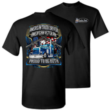Load image into Gallery viewer, American Truck Driver American Veteran Trucker T-Shirt Back Print black