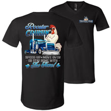 Load image into Gallery viewer, Rooster Crusin' Funny Trucker Tshirt black v-neck