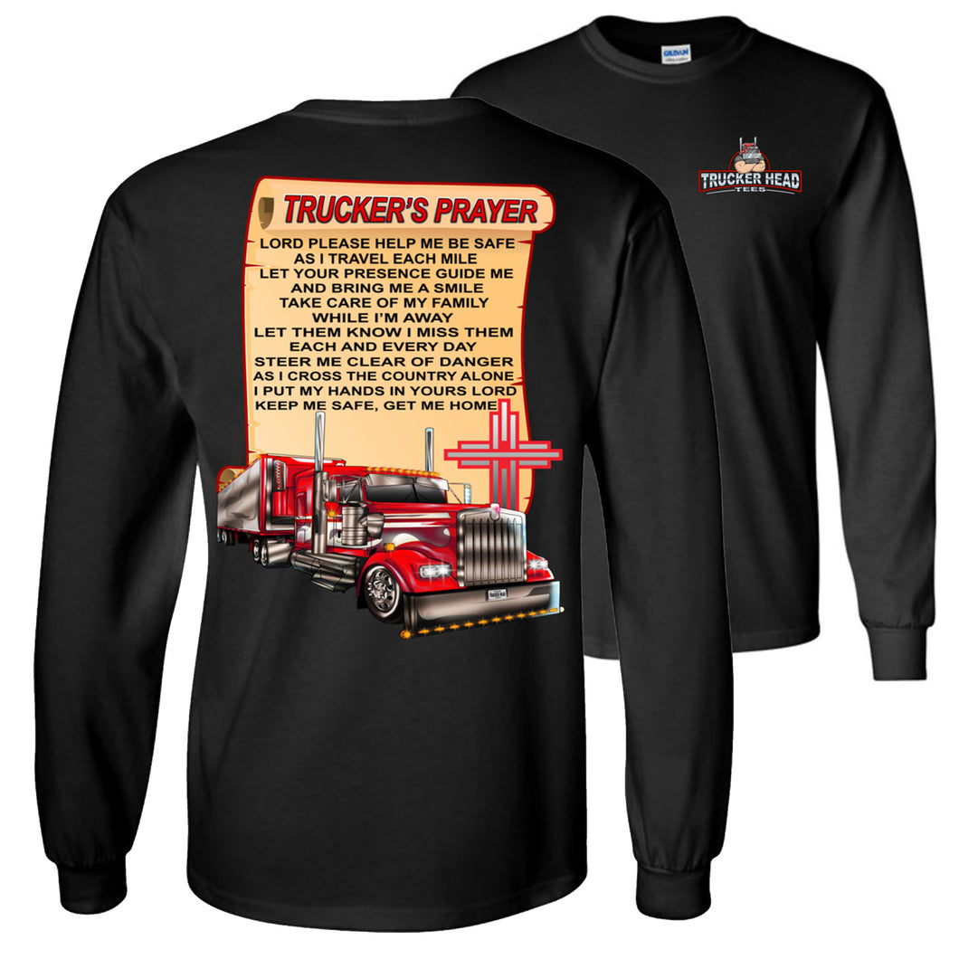Trucker's Prayer Christian Trucker Shirt LS black
